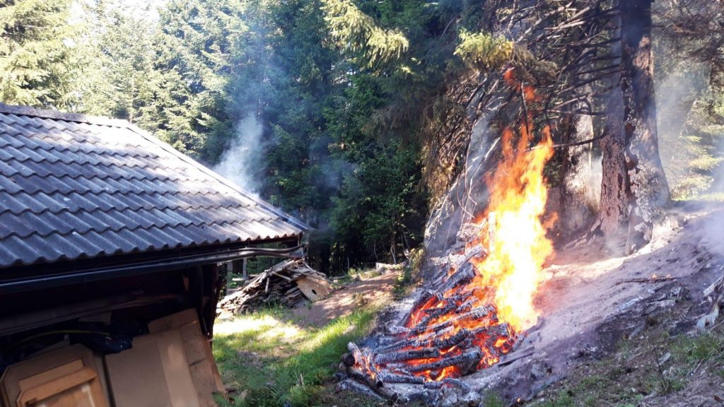 Waldbrand bei Wochenendhaus