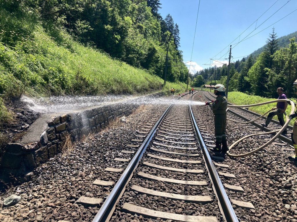 Böschungsbrand Bahnbereich